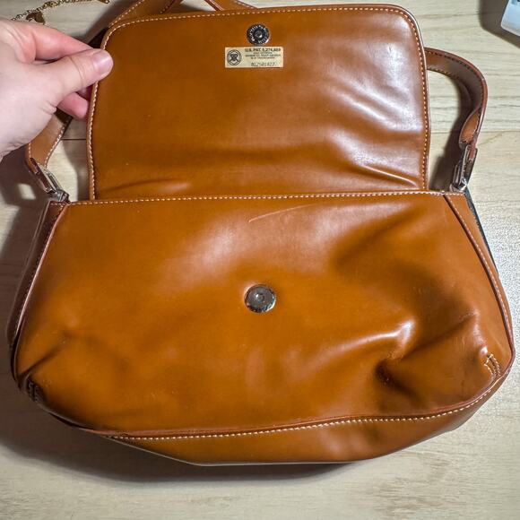 Y2K THE LIMITED Patent Leather Shoulder Bag | Caramel Brown Baguette Purse - Picture 9 of 11
